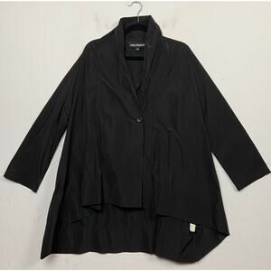 New Threads Women's Black Lagenlook Drapey Oversize One Button Jacket Coat